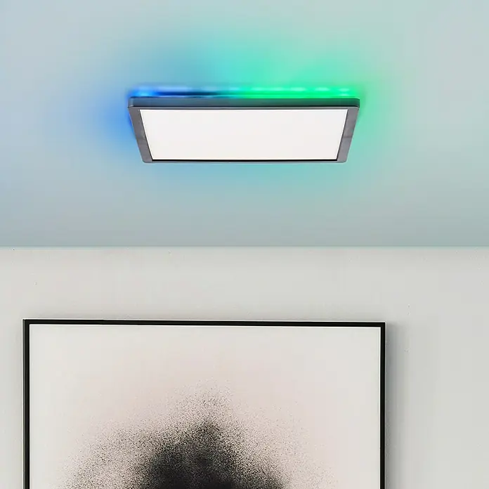Brilliant LED-Deckenleuchte Tanida - 20 W, L x B x H: 29,5 x 29,5 x 2,6 cm, Schwarz, Kaltweiß - Moderne LED-Deckenleuchte mit Farbwechsel, ideal für stimmungsvolle Beleuchtung und energieeffizientes Lichtdesign im Wohnraum.