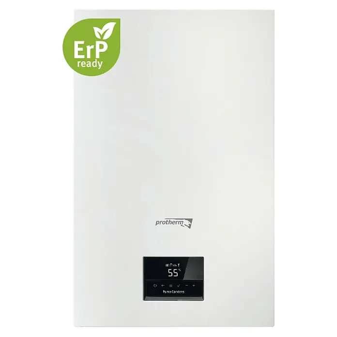 Protherm Caldera Puma Condens 18/24 - 24 kW, 8 l, Display multifunción - Vista frontal de una caldera Protherm Puma Condens, que muestra un diseño moderno y preparada para ErP para una calefacción energéticamente eficiente.