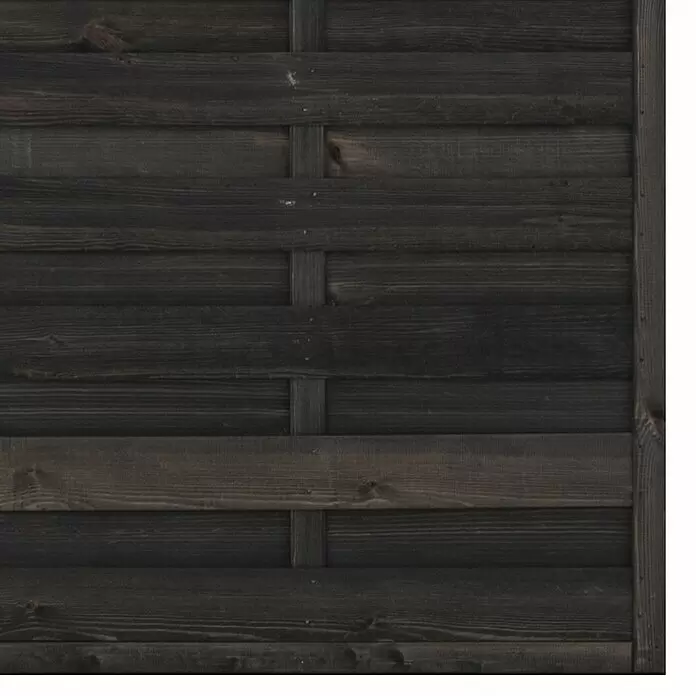 Andrewex Sichtschutzelement Wien - B x H: 90 x 180 cm, Anthrazit - Dunkelbraunes Holzzaunelement mit horizontalen Latten und vertikalen Streben.