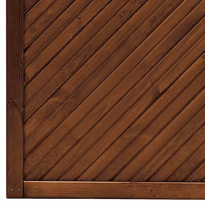 Andrewex Sichtschutzelement Toulon - 90 x 180 cm, Braun - Dunkelbraune Holzplatte mit diagonal angeordneten Latten und einem Rahmen links und unten.