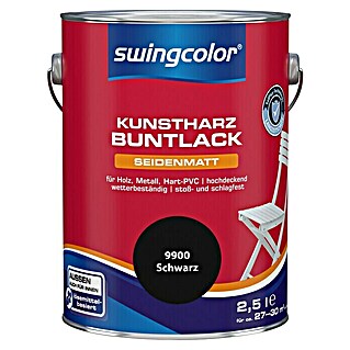 swingcolor Buntlack Kunstharz für Außen (Schwarz, 2,5 l, Seidenmatt, Lösemittelbasiert)