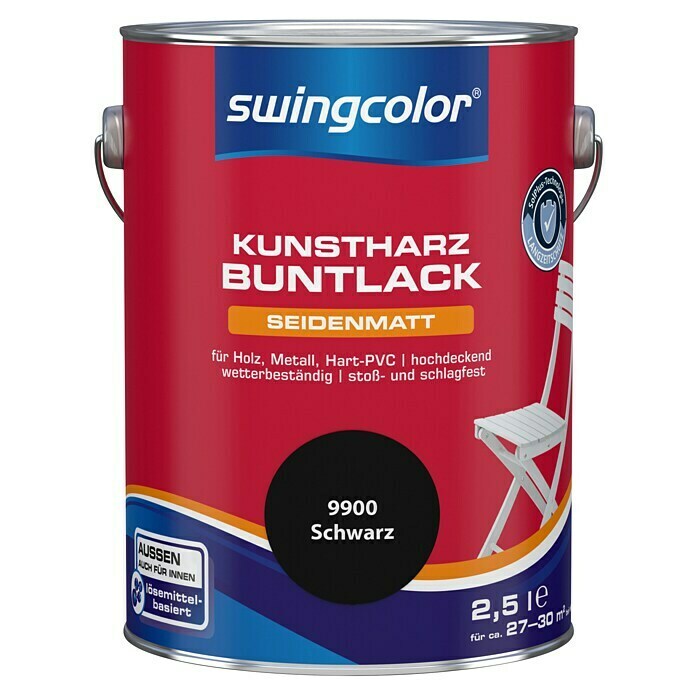 swingcolor Buntlack (Schwarz, 2,5 l, Seidenmatt)