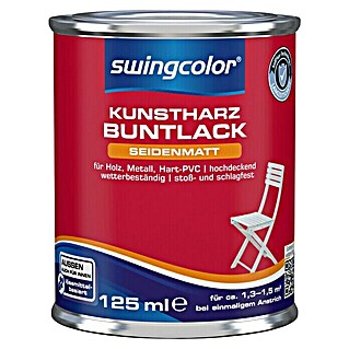 swingcolor Buntlack Kunstharz für Außen (Silbergrau, 125 ml, Seidenmatt, Lösemittelbasiert)
