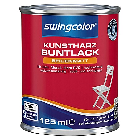 swingcolor Buntlack Kunstharz für Außen (Anthrazitgrau, Seidenmatt, 125 ml, Lösemittelbasiert)