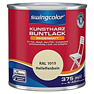 swingcolor Buntlack Kunstharz für Außen (Hellelfenbein, 375 ml, Seidenmatt, Lösemittelbasiert)