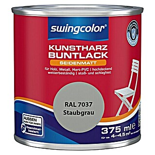 swingcolor Buntlack Kunstharz für Außen (Staubgrau, 375 ml, Seidenmatt, Lösemittelbasiert)