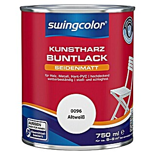 swingcolor Buntlack Kunstharz für Außen (Altweiß, 750 ml, Seidenmatt, Lösemittelbasiert)
