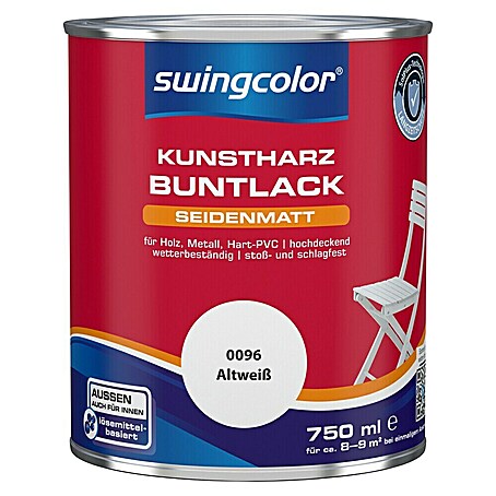 swingcolor Buntlack Kunstharz für Außen (Altweiß, Seidenmatt, 750 ml, Lösemittelbasiert)