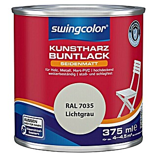 swingcolor Buntlack Kunstharz für Außen (Lichtgrau, 375 ml, Seidenmatt, Lösemittelbasiert)