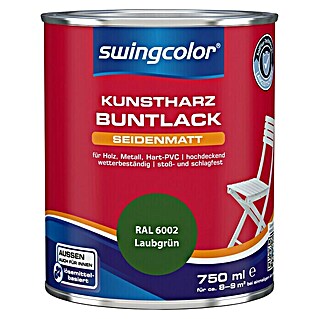 swingcolor Buntlack Kunstharz für Außen (Laubgrün, 750 ml, Seidenmatt, Lösemittelbasiert)