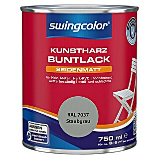 swingcolor Buntlack Kunstharz für Außen (Staubgrau, 750 ml, Seidenmatt, Lösemittelbasiert)