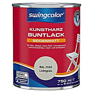 swingcolor Buntlack Kunstharz für Außen (Lichtgrau, 750 ml, Seidenmatt, Lösemittelbasiert)