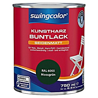 swingcolor Buntlack Kunstharz für Außen (Moosgrün, 750 ml, Seidenmatt, Lösemittelbasiert)