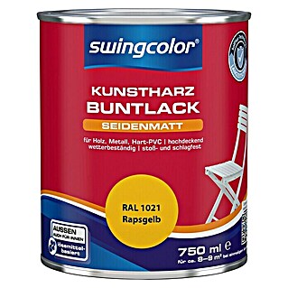swingcolor Buntlack Kunstharz für Außen (Rapsgelb, 750 ml, Seidenmatt, Lösemittelbasiert)