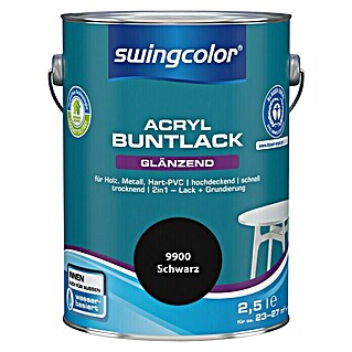 swingcolor Buntlack Acryl (Schwarz, 2,5 l, Glänzend, Wasserbasiert)