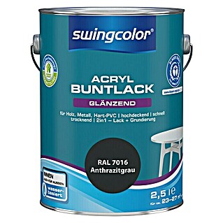 swingcolor Buntlack Acryl (Anthrazitgrau, 2,5 l, Glänzend, Wasserbasiert)