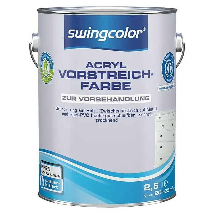 swingcolor Vorstreichfarbe Acryl - Weiß, 2,5 l - Dose Swingcolor Acryl Vorstreichfarbe.