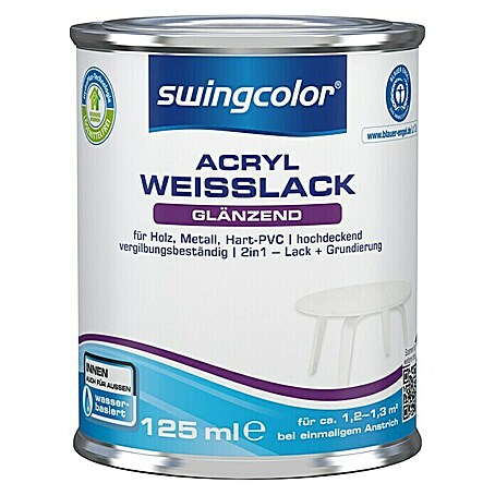 swingcolor Weißlack Acryl (Weiß, 125 ml, Glänzend)