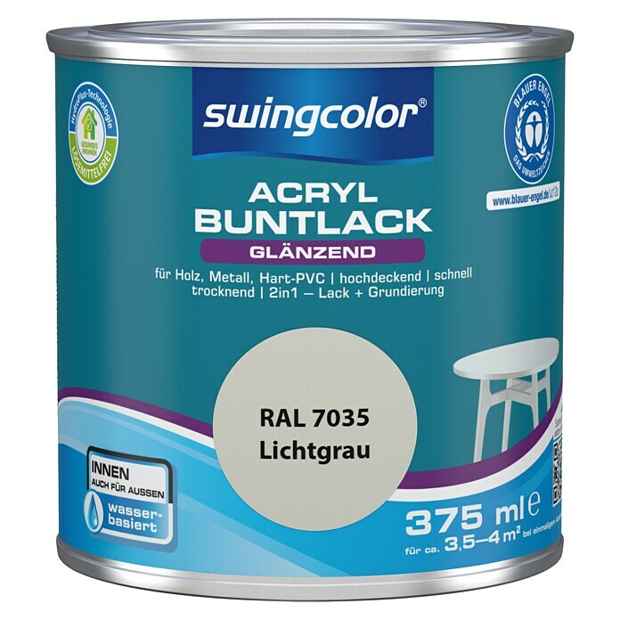 swingcolor Buntlack (Lichtgrau, 375 ml, Glänzend)
