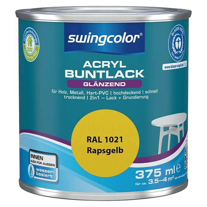 swingcolor Buntlack Acryl (Rapsgelb, 375 ml, Glänzend)