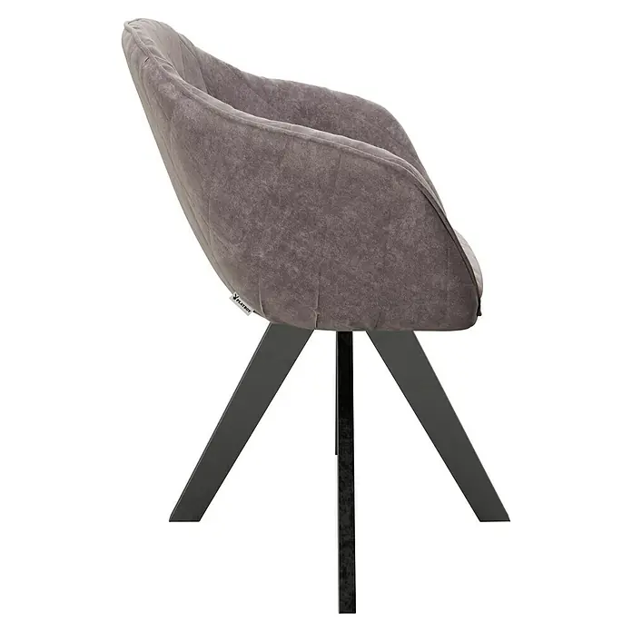Phönix Playboy Stuhl AmandaL x B x H: 57 x 61 x 80 cm, Rosa - Das Bild zeigt einen modernen Stuhl mit grauem Polster und schwarzem Fußkreuz. Der Stuhl hat ein elegantes Design und wirkt sehr einladend.