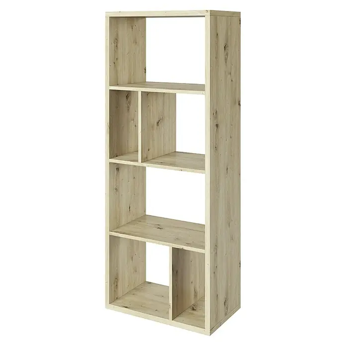 Phönix Fortuna Raumteiler - H x B x T: 146,6 x 58 x 34 cm, Anzahl Böden: 3 Stk., Eiche - Ein heller Holzfarbener Bücherschrank mit diversen Fächern zur Aufbewahrung von Büchern und Dekoration. Perfekt für Wohn- oder Arbeitszimmer.