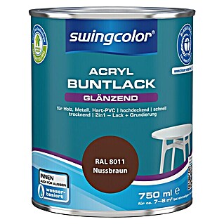 swingcolor Buntlack Acryl (Nussbraun, 750 ml, Glänzend, Wasserbasiert)