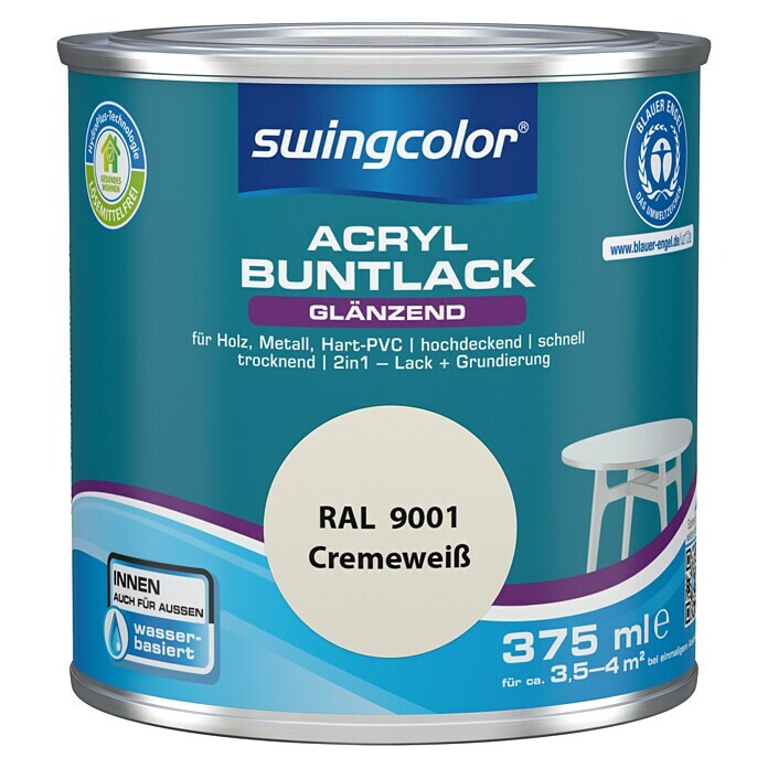 swingcolor Buntlack Acryl (Cremeweiß, 375 ml, Glänzend)