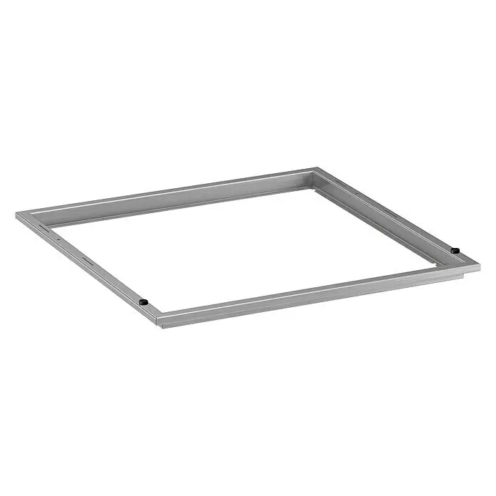 oneQ Einbauadapter für Grillhaube - Edelstahl, L x B: 44 x 44 cm - Silberfarbener quadratischer Einbaurahmen aus gebürstetem Metall mit schwarzen Eckkappen.