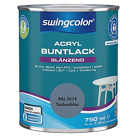 swingcolor Buntlack Acryl (Taubenblau, Glänzend, 750 ml, Wasserbasiert)