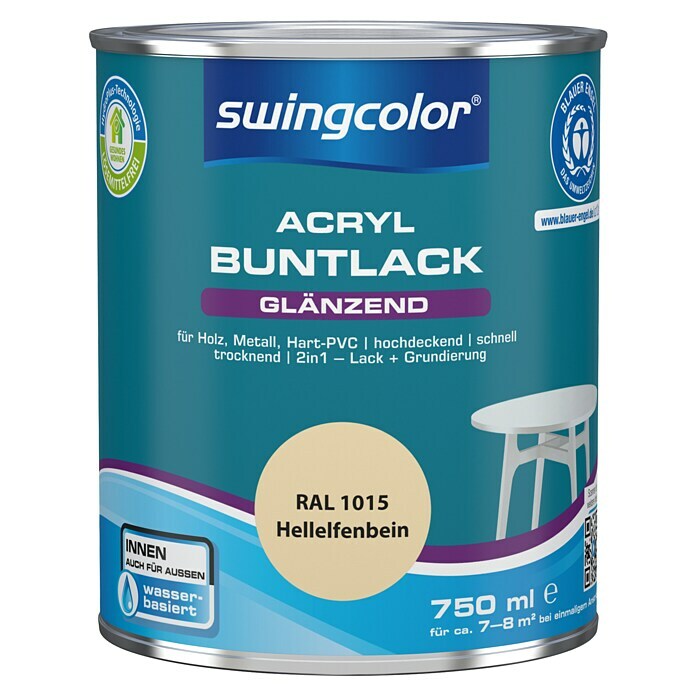 swingcolor Buntlack Acryl (Hellelfenbein, 750 ml, Glänzend)