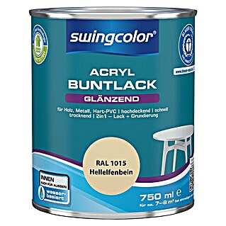 swingcolor Buntlack Acryl (Hellelfenbein, 750 ml, Glänzend, Wasserbasiert)