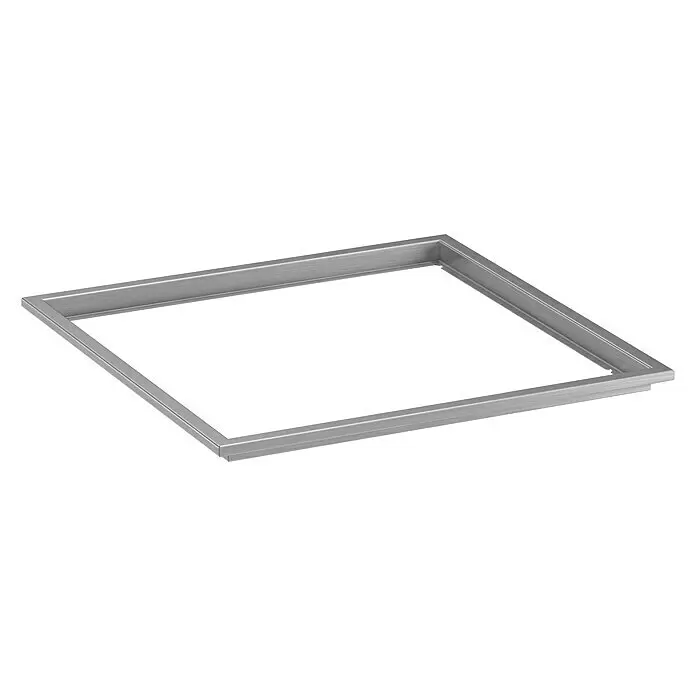 oneQ Einbauadapter - Edelstahl, L x B: 44 x 44 cm - Quadratischer Rahmen aus gebürstetem Silbermetall mit Innenlippe.