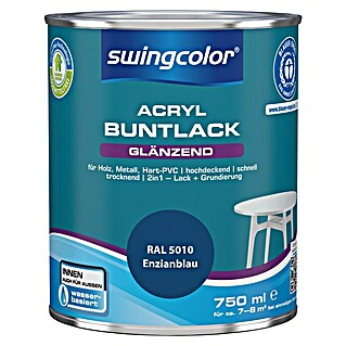 swingcolor Buntlack Acryl (Enzianblau, 750 ml, Glänzend, Wasserbasiert)