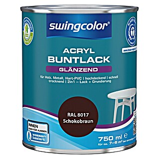 swingcolor Buntlack Acryl (Schokobraun, Glänzend, 750 ml, Wasserbasiert)