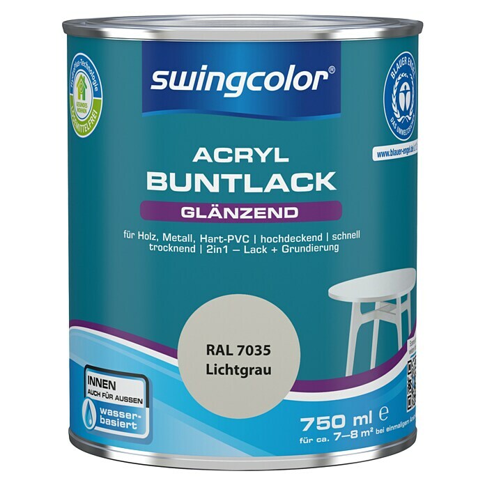 swingcolor Buntlack Acryl (Lichtgrau, 750 ml, Glänzend)