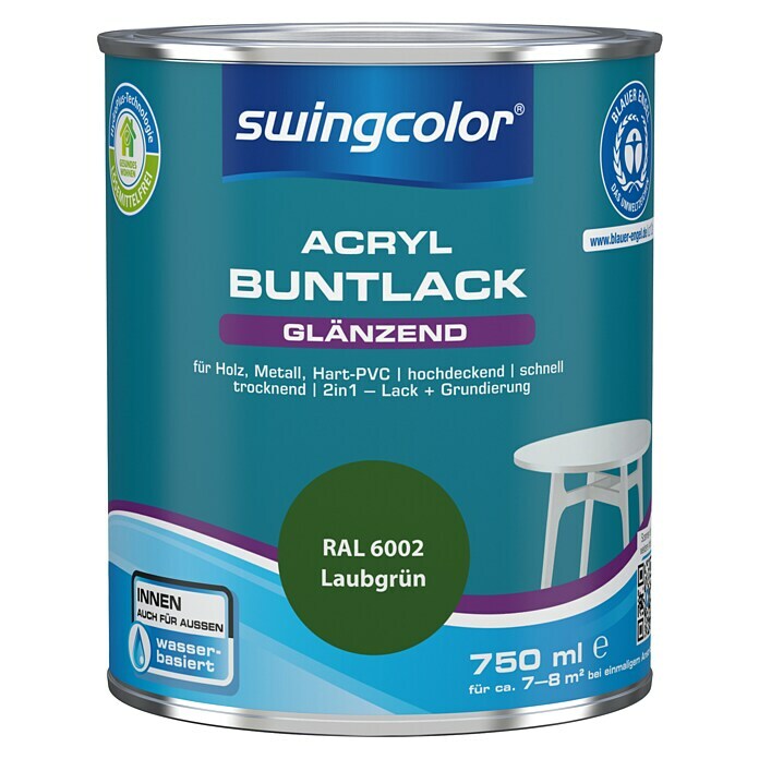 swingcolor Buntlack Acryl (Laubgrün, 750 ml, Glänzend)