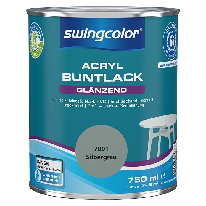swingcolor Buntlack Acryl (Silbergrau, 750 ml, Glänzend)