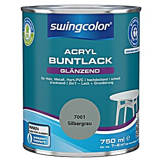 swingcolor Buntlack Acryl (Silbergrau, 750 ml, Glänzend, Wasserbasiert)