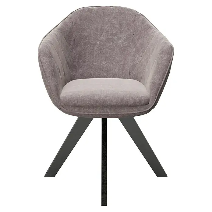 Phönix Playboy Stuhl Amanda - L x B x H: 57 x 61 x 80 cm, Rosa - Moderner, grauer Sessel mit ungewöhnlichem, schwarzem Metallfuß. Der Sessel ist gepolstert und hat eine bequeme Sitzfläche.