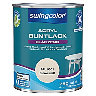 swingcolor Buntlack Acryl (Cremeweiß, 750 ml, Glänzend, Wasserbasiert)