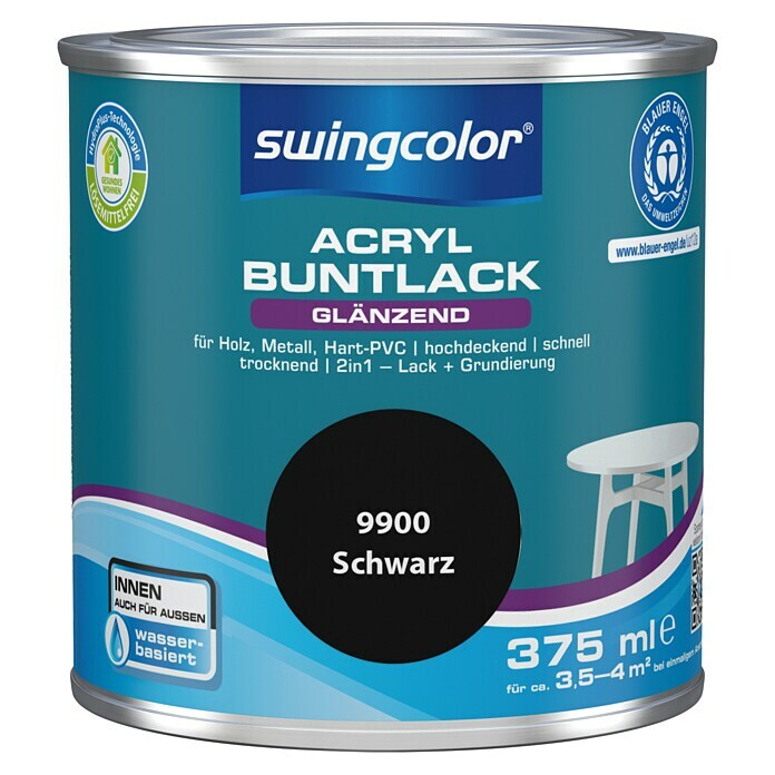swingcolor Buntlack (Schwarz, 375 ml, Glänzend)
