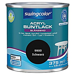 swingcolor Buntlack Acryl (Schwarz, 375 ml, Glänzend, Wasserbasiert)