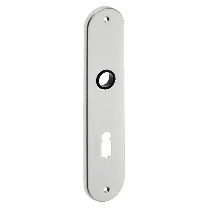 Portaferm Langschild Oval - Distanznorm: 72 mm, Buntbart, Silber - Türschild in länglicher Form mit Schlüsselloch und Drehknauföffnung, ideal für Innentüren und Eingangstüren.