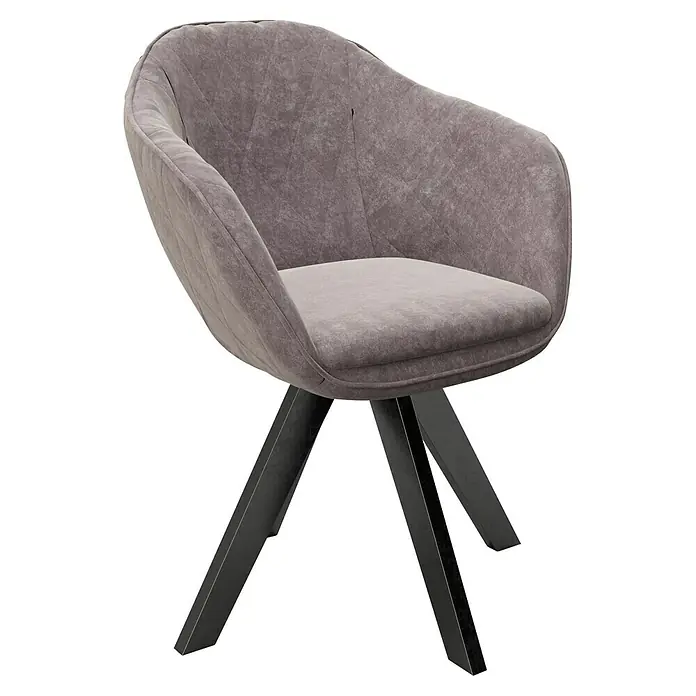 Phönix Playboy Stuhl AmandaL x B x H: 57 x 61 x 80 cm, Rosa - Ein bequemer Polstersessel in Grau mit stilvollen schwarzen Beinen. Ideal für entspannte Stunden im Wohnzimmer.