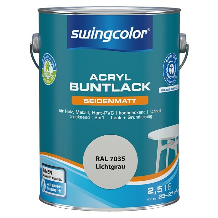 swingcolor Buntlack (Lichtgrau, 2,5 l, Seidenmatt)