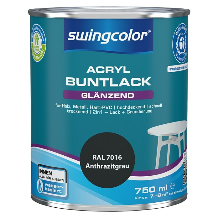 swingcolor Buntlack (Anthrazitgrau, 750 ml, Glänzend)