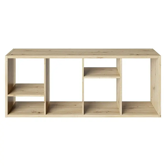 Phönix Fortuna Raumteiler - H x B x T: 146,6 x 58 x 34 cm, Anzahl Böden: 3 Stk., Eiche - Helles Holzregal mit mehreren Fächern unterschiedlicher Größe, ideal für die Aufbewahrung und Präsentation von Gegenständen im Wohnbereich.