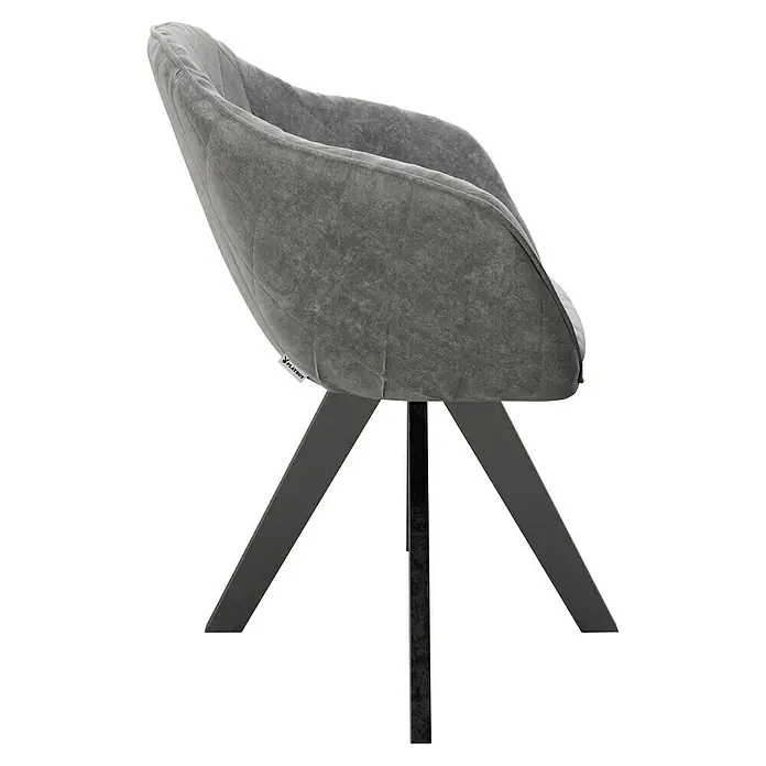 Phönix Playboy Stuhl Amanda - L x B x H: 57 x 61 x 80 cm, Grau - Grauer Polsterstuhl mit schwarzen Beinen und Playboy-Logo. Der Stuhl hat ein modernes Design und ist ideal für Wohn- oder Esszimmer.