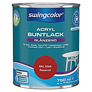 swingcolor Buntlack Acryl (Feuerrot, 750 ml, Glänzend, Wasserbasiert)